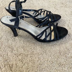 Mudd Black Satin Strappy Dress Sandals